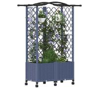 vidaXL Jardinière surélevée Lit élevé – treillis et toit, 122 x 40 x 144 cm, PP, gris