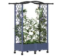 vidaXL Jardinière surélevée avec treillis et toit gris 124 x 40 x 129 cm en PP