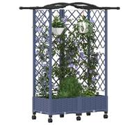 vidaXL Jardinière surélevée avec treillis et toit gris 124 x 40 x 129 cm en PP
