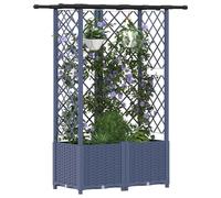 vidaXL Lit Élevé avec Treillis et Toit Gris 124 x 40 x 138 cm PP, Jardinière Moderne, surélevée avec Toit, Mobile, pour Herbes, légumes, idées de Jardinage Urbain