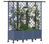 vidaXL Lit Élevé avec Treillis et Toit Gris 163,5 x 40 x 142 cm PP, Jardinière Moderne, surélevée avec Toit, Mobile, pour Herbes, légumes, idées de Jardinage Urbain