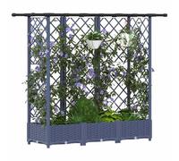 vidaXL Lit Élevé avec Treillis et Toit Gris 164 x 40 x 123 cm PP, Jardinière Moderne, surélevée avec Toit, Mobile, pour Herbes, légumes, idées de Jardinage Urbain