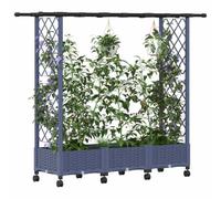 vidaXL Jardinière surélevée 164 x 40 x 127 cm avec treillis et toit, gris, polypropylène