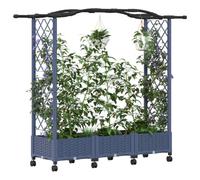 vidaXL Jardinière surélevée avec treillis et toit – PP – 169×40×129 cm – Gris