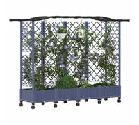 vidaXL Lit Élevé avec Treillis et Toit Gris 203,5 x 40 x 129 cm PP, Jardinière Moderne, surélevée avec Toit, Mobile, pour Herbes, légumes, idées de Jardinage Urbain