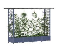 vidaXL Lit Élevé avec Treillis et Toit Gris 203 x 40 x 123 cm PP, Jardinière Moderne, surélevée avec Toit, Mobile, pour Herbes, légumes, idées de Jardinage Urbain