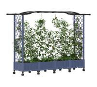 vidaXL Lit Élevé avec Treillis et Toit Gris 207 x 40 x 129 cm PP, Jardinière Moderne, surélevée avec Toit, Mobile, pour Herbes, légumes, idées de Jardinage Urbain