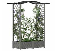 vidaXL Lit Élevé avec Treillis et Toit Gris Clair 124 x 40 x 125 cm PP, Jardinière Moderne, surélevée avec Toit, Mobile, pour Herbes, légumes, idées de Jardinage Urbain
