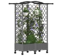 Jardinière surélevée vidaXL avec treillis et toit, gris clair, 124 x 40 x 129 cm, PP