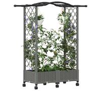 vidaXL Jardinière surélevée avec treillis et toit, Gris clair, 124 x 40 x 129 cm, PP