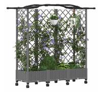 vidaXL Lit Élevé avec Treillis et Toit Gris Clair 163 x 40 x 129 cm PP, Jardinière Moderne, surélevée avec Toit, Mobile, pour Herbes, légumes, idées de Jardinage Urbain