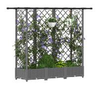 Jardinière surélevée vidaXL avec treillis et toit, gris clair, 164 x 40 x 121 cm, PP
