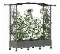vidaXL Jardinière surélevée avec treillis et toit gris clair 169×40×129 cm PP
