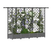 Jardinière surélevée vidaXL avec treillis et toit, gris clair, 202,5 x 40 x 121 cm