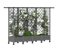 vidaXL Jardinière surélevée avec treillis et toit, gris clair, 202,5 x 40 x 127 cm