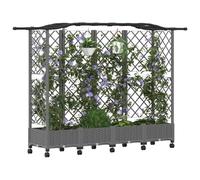 vidaXL Lit Élevé avec Treillis et Toit Gris Clair 203,5 x 40 x 129 cm, Jardinière Moderne, surélevée avec Toit, Mobile, pour Herbes, légumes, idées de Jardinage Urbain