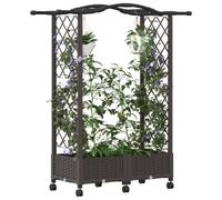 vidaXL Jardinière surélevée avec treillis et toit, marron, 124×40×129 cm, PP