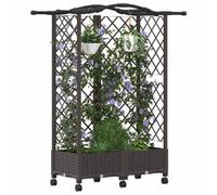 vidaXL Jardinière surélevée avec treillis et toit – marron 124 x 40 x 129 cm (PP)