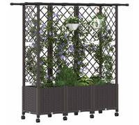 Jardinière surélevée vidaXL avec treillis et toit, marron, 163,5 x 40 x 142 cm, PP