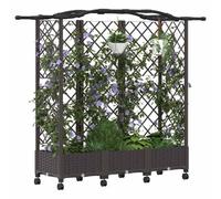 vidaXL Lit Élevé avec Treillis et Toit Marron 163 x 40 x 129 cm PP, Jardinière Moderne, surélevée avec Toit, Mobile, pour Herbes, légumes, idées de Jardinage Urbain