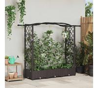 Jardinière surélevée vidaXL avec treillis et toit, marron, 169 x 40 x 125 cm, PP