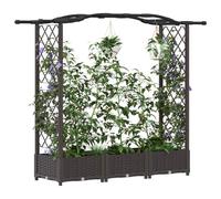vidaXL Lit Élevé avec Treillis et Toit Marron 169 x 40 x 125 cm PP, Jardinière Moderne, surélevée avec Toit, Mobile, pour Herbes, légumes, idées de Jardinage Urbain