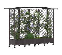 vidaXL Lit Élevé avec Treillis et Toit Marron 203,5 x 40 x 129 cm PP, Jardinière Moderne, surélevée avec Toit, Mobile, pour Herbes, légumes, idées de Jardinage Urbain