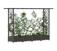 vidaXL Lit Élevé avec Treillis et Toit Marron 203 x 40 x 123 cm PP, Jardinière Moderne, surélevée avec Toit, Mobile, pour Herbes, légumes, idées de Jardinage Urbain