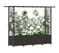vidaXL Lit Élevé avec Treillis et Toit Marron 203 x 40 x 138 cm PP, Jardinière Moderne, surélevée avec Toit, Mobile, pour Herbes, légumes, idées de Jardinage Urbain