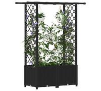 vidaXL Lit Élevé avec Treillis et Toit Noir 124,5 x 40 x 138 cm PP, Jardinière Moderne, surélevée avec Toit, Mobile, pour Herbes, légumes, idées de Jardinage Urbain