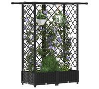 vidaXL Lit Élevé avec Treillis et Toit Noir 124 x 40 x 123 cm PP, Jardinière Moderne, surélevée avec Toit, Mobile, pour Herbes, légumes, idées de Jardinage Urbain