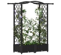vidaXL Lit Élevé avec Treillis et Toit Noir 124 x 40 x 125 cm PP, Jardinière Moderne, surélevée avec Toit, Mobile, pour Herbes, légumes, idées de Jardinage Urbain