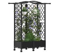 vidaXL Jardinière surélevée avec treillis et toit, noire, 124 x 40 x 129 cm, en PP