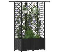 vidaXL Lit Élevé avec Treillis et Toit Noir 124 x 40 x 138 cm PP, Jardinière Moderne, surélevée avec Toit, Mobile, pour Herbes, légumes, idées de Jardinage Urbain