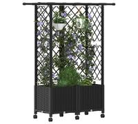 vidaXL Lit Élevé avec Treillis et Toit Noir 124 x 40 x 142 cm PP, Jardinière Moderne, surélevée avec Toit, Mobile, pour Herbes, légumes, idées de Jardinage Urbain