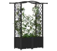 vidaXL Lit Élevé avec Treillis et Toit Noir 125 x 40 x 138 cm PP, Jardinière Moderne, surélevée avec Toit, Mobile, pour Herbes, légumes, idées de Jardinage Urbain
