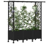 Jardinière surélevée vidaXL avec treillis et toit, noir, 162,5 x 40 x 142 cm, PP
