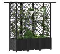 vidaXL Lit Élevé avec Treillis et Toit Noir 163,5 x 40 x 138 cm PP, Jardinière Moderne, surélevée avec Toit, Mobile, pour Herbes, légumes, idées de Jardinage Urbain
