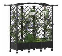 Jardinière surélevée vidaXL avec treillis et toit, noir, 163 x 40 x 129 cm, PP
