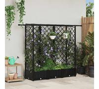 Jardinière surélevée vidaXL avec treillis et toit, noir, 164 x 40 x 123 cm, PP