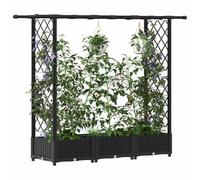 vidaXL Lit Élevé avec Treillis et Toit Noir 164 x 40 x 123 cm PP, Jardinière Moderne, surélevée avec Toit, Mobile, pour Herbes, légumes, idées de Jardinage Urbain