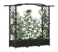 vidaXL Lit Élevé avec Treillis et Toit Noir 169 x 40 x 125 cm PP, Jardinière Moderne, surélevée avec Toit, Mobile, pour Herbes, légumes, idées de Jardinage Urbain