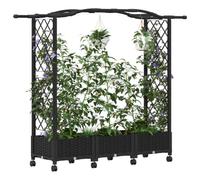 Jardinière surélevée vidaXL avec treillis et toit, noir, 169 x 40 x 129 cm, PP