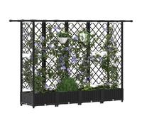 vidaXL Lit Élevé avec Treillis et Toit Noir 202,5 x 40 x 123 cm PP, Jardinière Moderne, surélevée avec Toit, Mobile, pour Herbes, légumes, idées de Jardinage Urbain