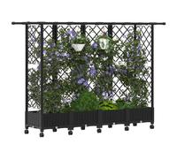 vidaXL Lit Élevé avec Treillis et Toit Noir 202,5 x 40 x 127 cm PP, Jardinière Moderne, surélevée avec Toit, Mobile, pour Herbes, légumes, idées de Jardinage Urbain