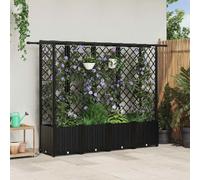 Jardinière surélevée vidaXL avec treillis et toit, noir, 202 x 40 x 138 cm, PP