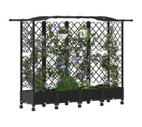 vidaXL Lit Élevé avec Treillis et Toit Noir 203,5 x 40 x 129 cm PP, Jardinière Moderne, surélevée avec Toit, Mobile, pour Herbes, légumes, idées de Jardinage Urbain