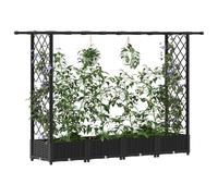 vidaXL Lit Élevé avec Treillis et Toit Noir 203 x 40 x 123 cm PP, Jardinière Moderne, surélevée avec Toit, Mobile, pour Herbes, légumes, idées de Jardinage Urbain
