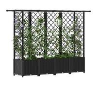 vidaXL Lit Élevé avec Treillis et Toit Noir 203 x 40 x 138 cm PP, Jardinière Moderne, surélevée avec Toit, Mobile, pour Herbes, légumes, idées de Jardinage Urbain