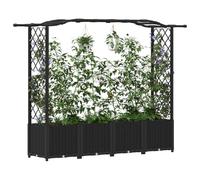 vidaXL Lit Élevé avec Treillis et Toit Noir 204 x 40 x 141 cm PP, Jardinière Moderne, surélevée avec Toit, Mobile, pour Herbes, légumes, idées de Jardinage Urbain